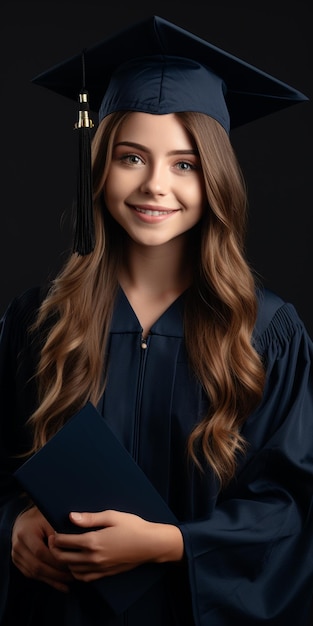 Foto una chica graduada con una graduación