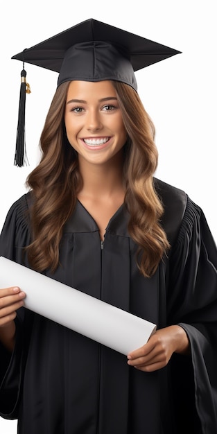 Una chica graduada con una graduación