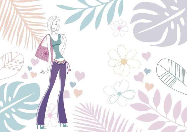 Foto chica guapa y de moda sobre un fondo floral