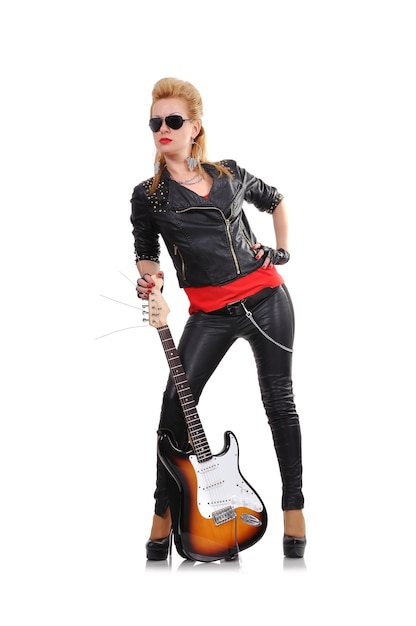 Foto chica con guitarra eléctrica