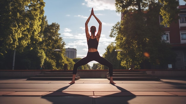 Foto la chica hace yoga.