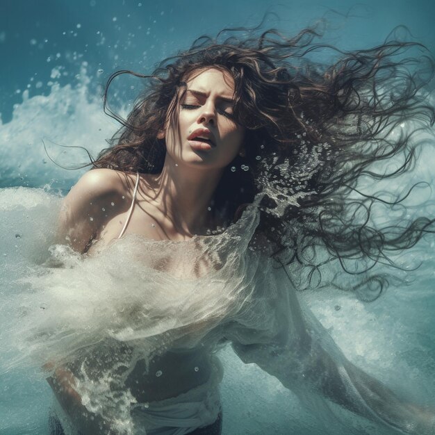 Una chica hermosa en el agua