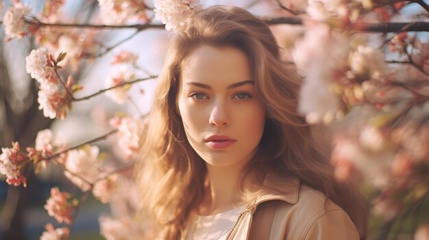 Foto una chica hermosa con flores.