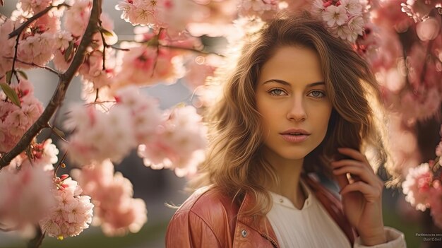 Foto una chica hermosa con flores.