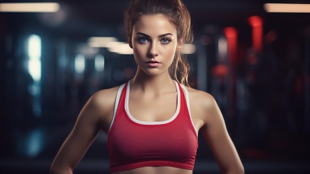 Una chica hermosa en el gimnasio.