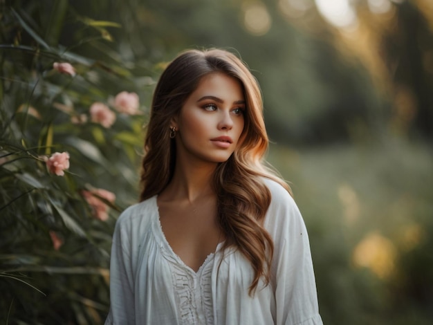 Una chica hermosa en la naturaleza