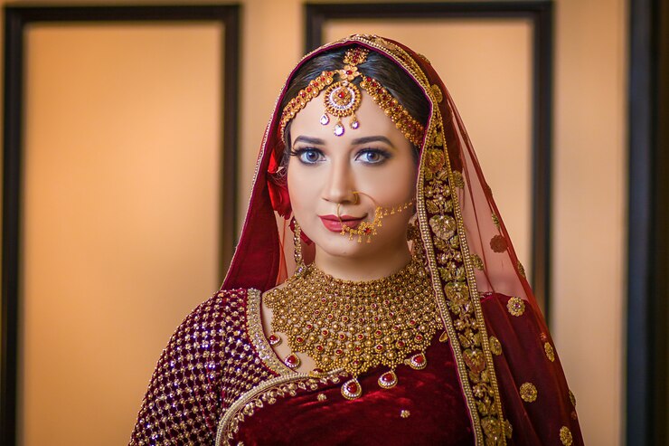 Una chica hermosa posando para un retrato en estilo de boda
