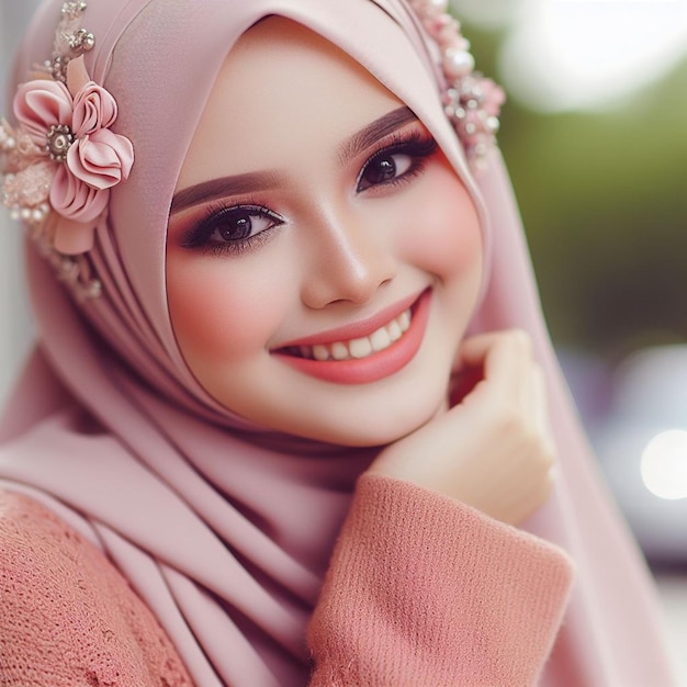 Foto la chica con el hijab es linda.