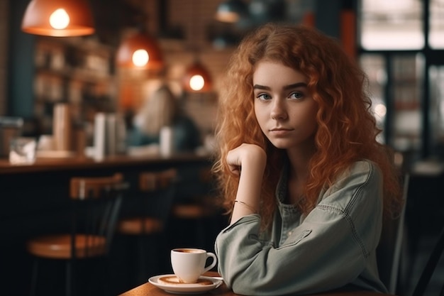 chica hipster en cafetería