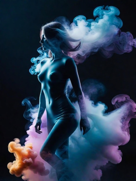 una chica con humo de colores