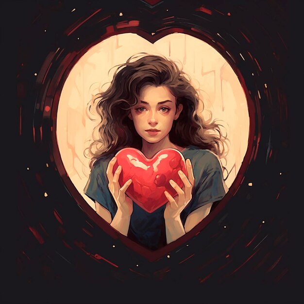 Chica con ilustración de corazón