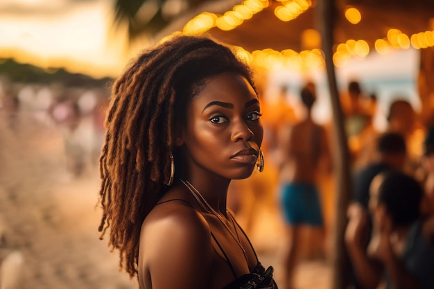 Una chica jamaicana hermosa una sonrisa feliz genera Ai