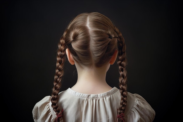 Foto chica joven con el cabello trenzado modelo de trenzas foto de espalda