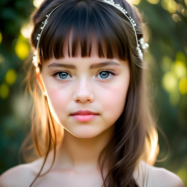 Una chica joven con una diadema en el pelo