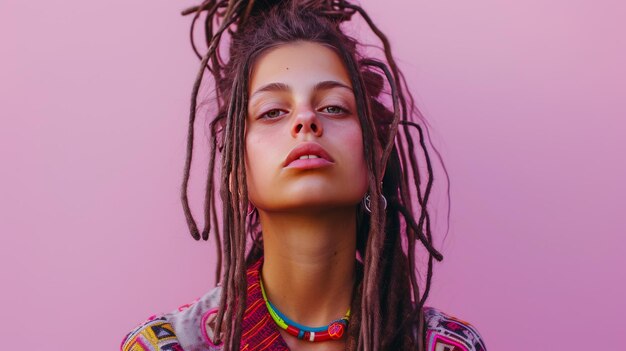 Foto una chica joven con dreadlocks