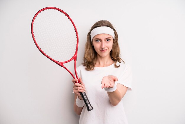 Chica joven practicando el concepto de deporte de tenis