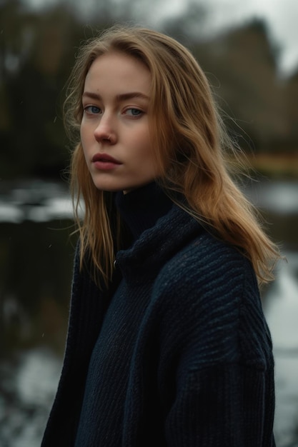 La chica junto al lago