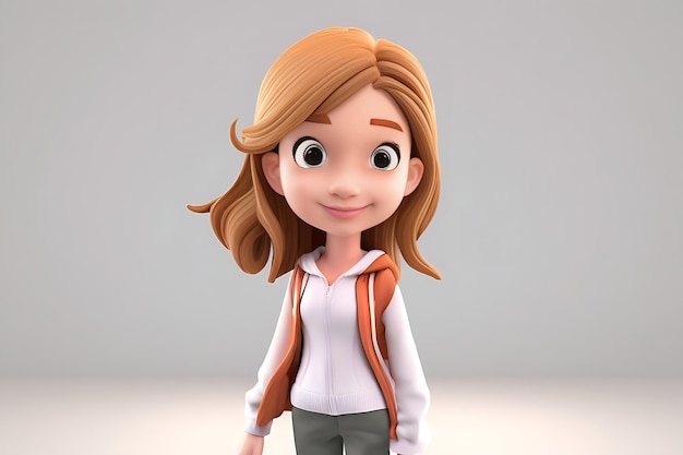 Chica linda de dibujos animados en 3D