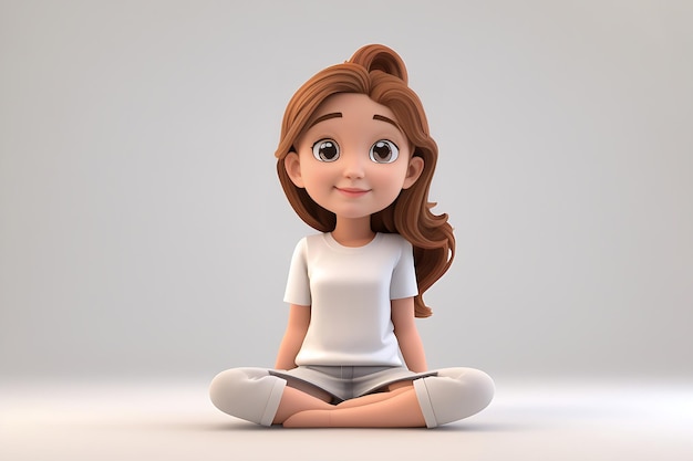 Chica linda de dibujos animados en 3D