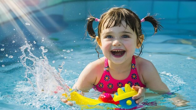 Una chica linda en la piscina