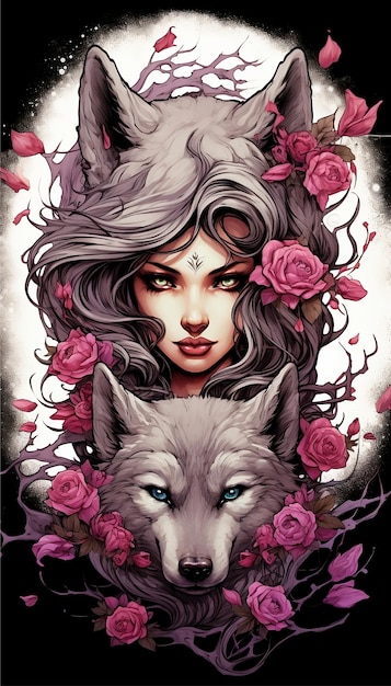 chica con lobo