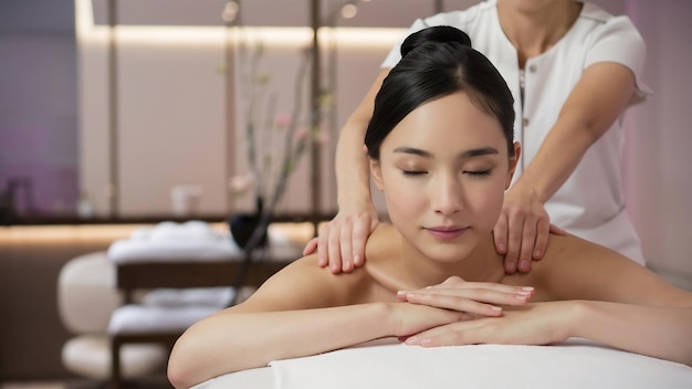 Chica en masaje en el salón de spa