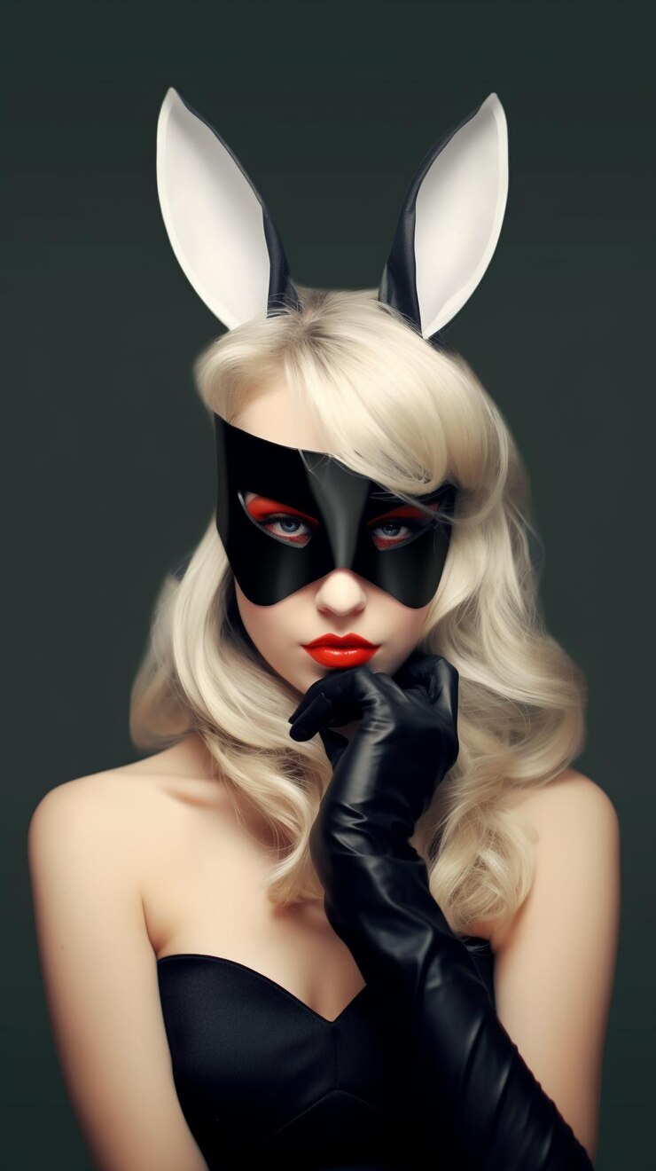 La chica con la máscara de conejo negro