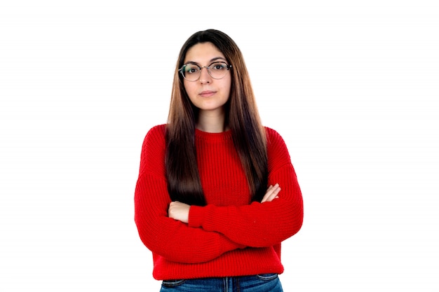 Chica morena con gafas