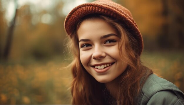 Chica muy sonriente relajante al aire libre