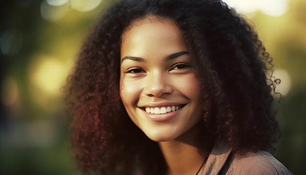 Chica muy sonriente relajante al aire libre