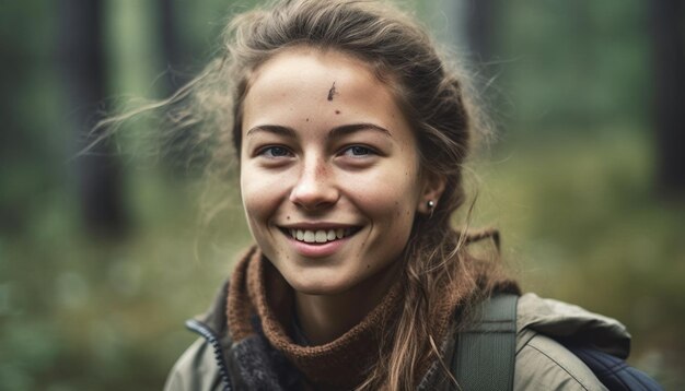 Chica muy sonriente relajante al aire libre