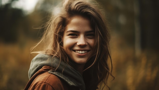 Chica muy sonriente relajante al aire libre