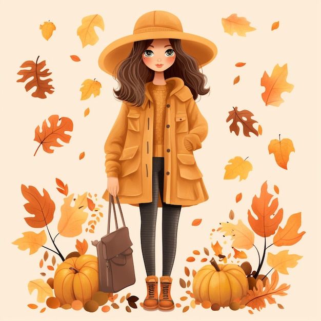 Foto la chica de otoño es un clipart de moda.