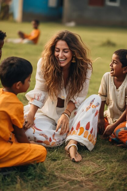 La chica de los pantalones blancos se sienta con zapatos naranjas