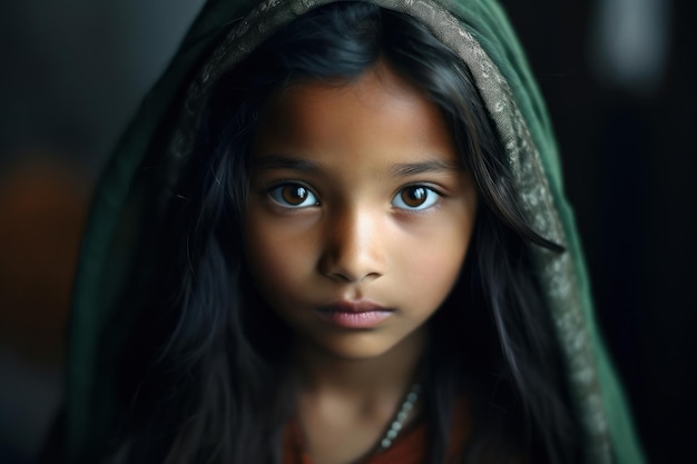 Una chica con un pañuelo verde.