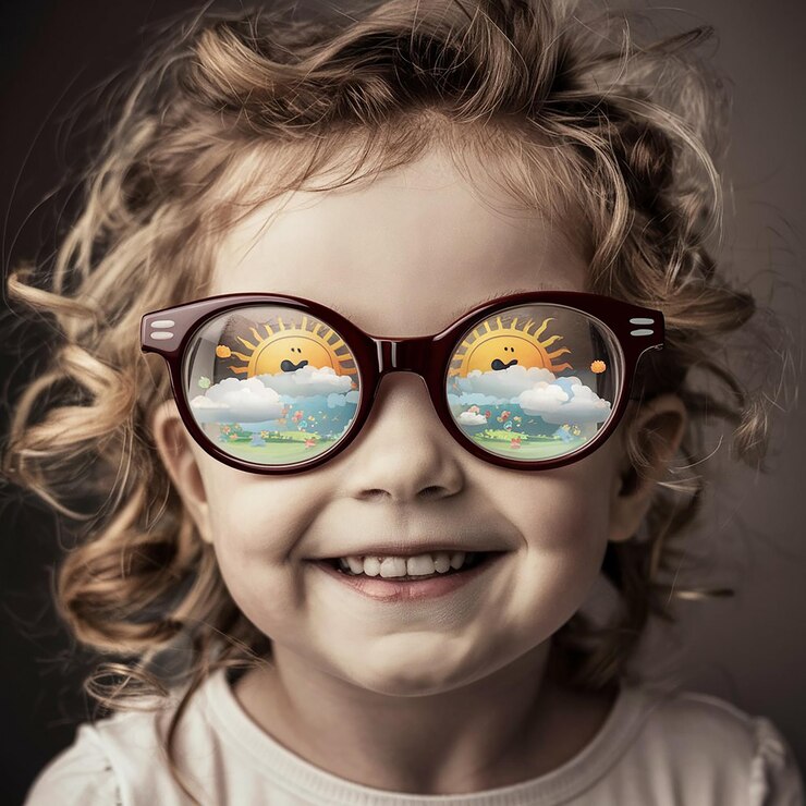 una chica con un par de gafas de sol que dice girasoles en él