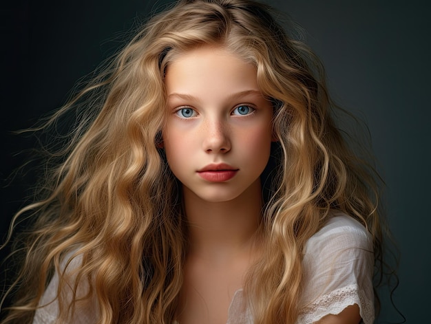 Una chica con el pelo largo y rubio