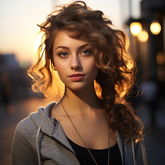 chica de pelo rizado