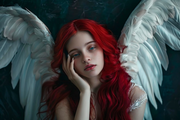 La chica del pelo rojo y las alas de ángel