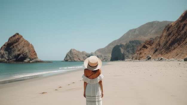 Chica en la playa Ilustración AI GenerativexA