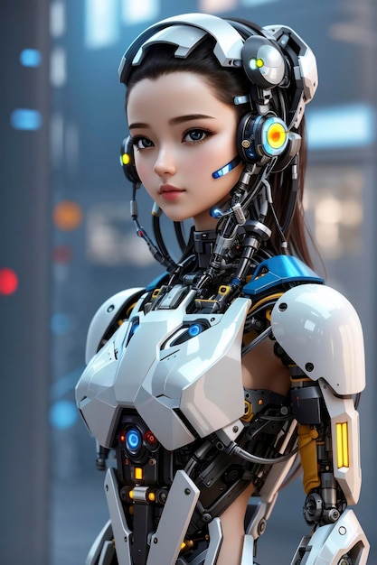 Chica robot en la era digital