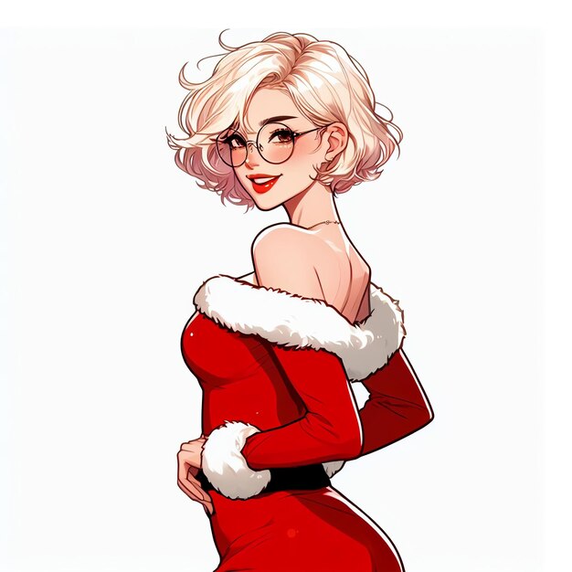 chica rubia con trajes de Navidad Ilustración