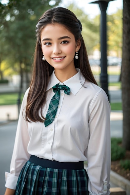 chica de secundaria muy bonita en uniforme