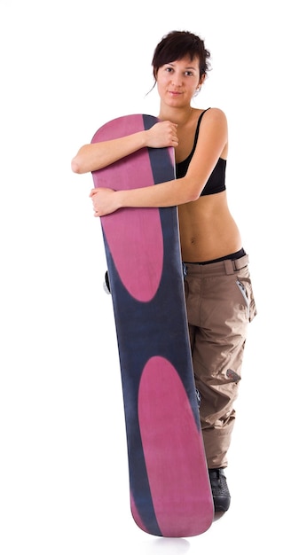 Chica con snowboard