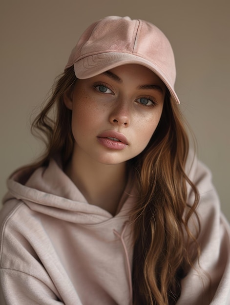 una chica con un sombrero rosa