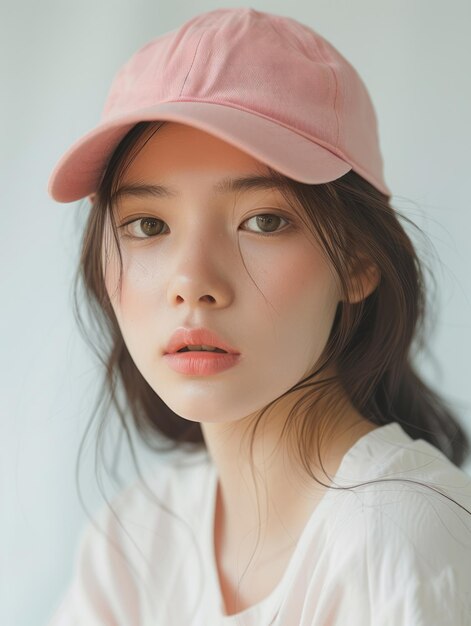 una chica con un sombrero rosa