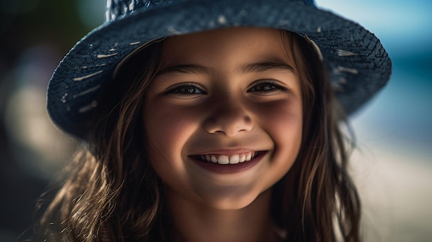 Una chica con sombrero sonríe a la cámara.