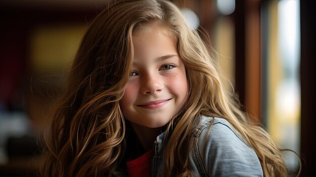 Foto una chica con una sonrisa que dice que está sonriendo