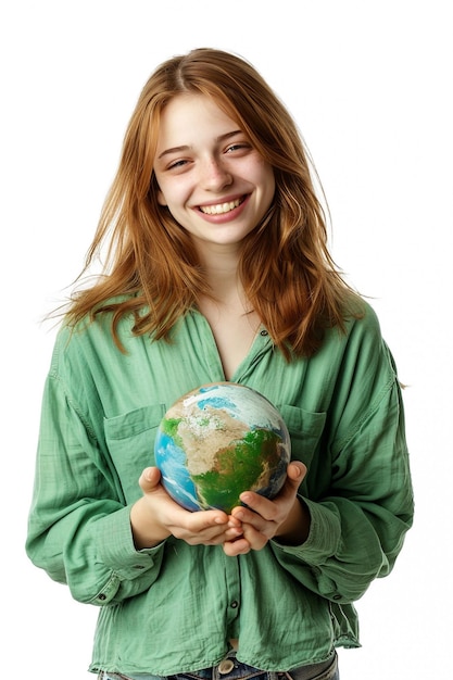 una chica sosteniendo un globo en sus manos