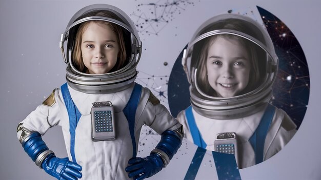 Foto una chica de tamaño medio con un traje espacial.